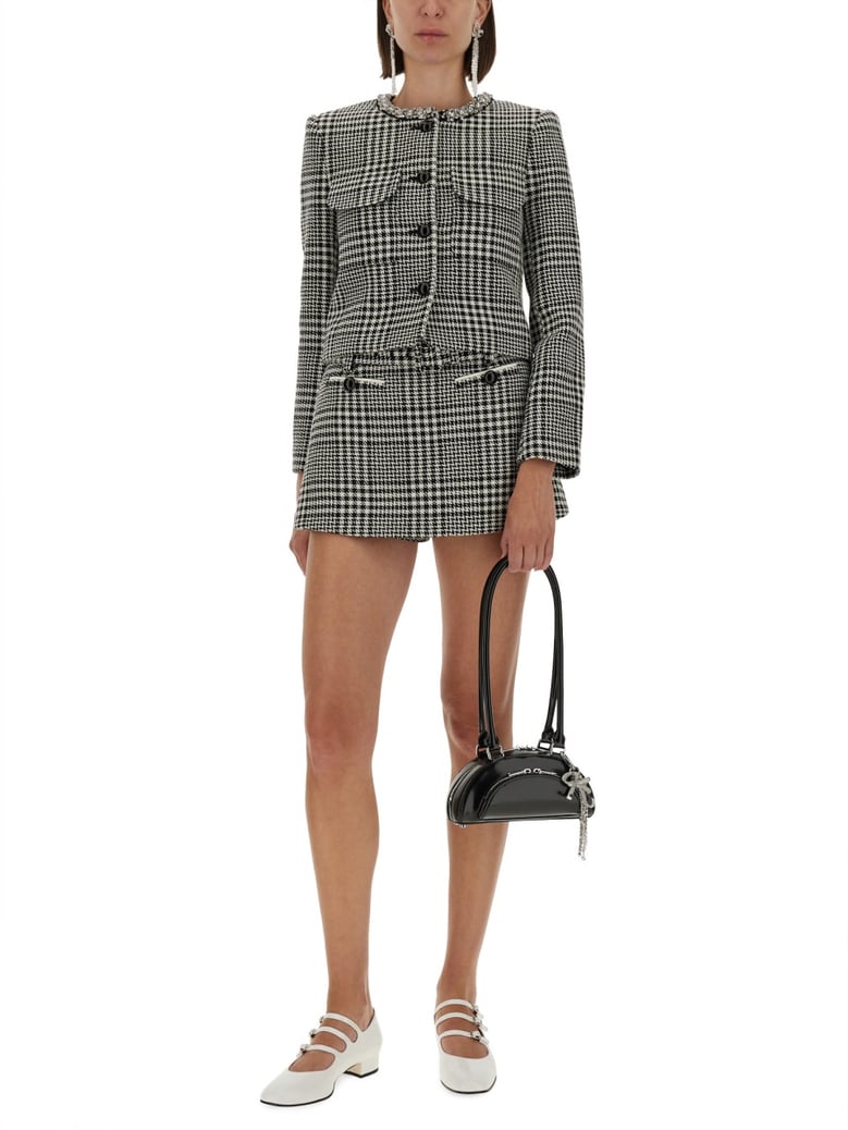 houndstooth jacket with crystals by Selfnex