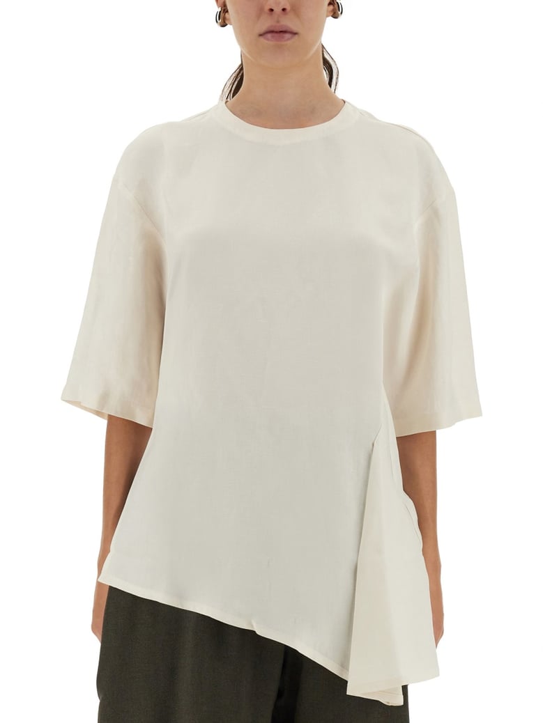 asymmetrical vichy t-shirt by Selfnex