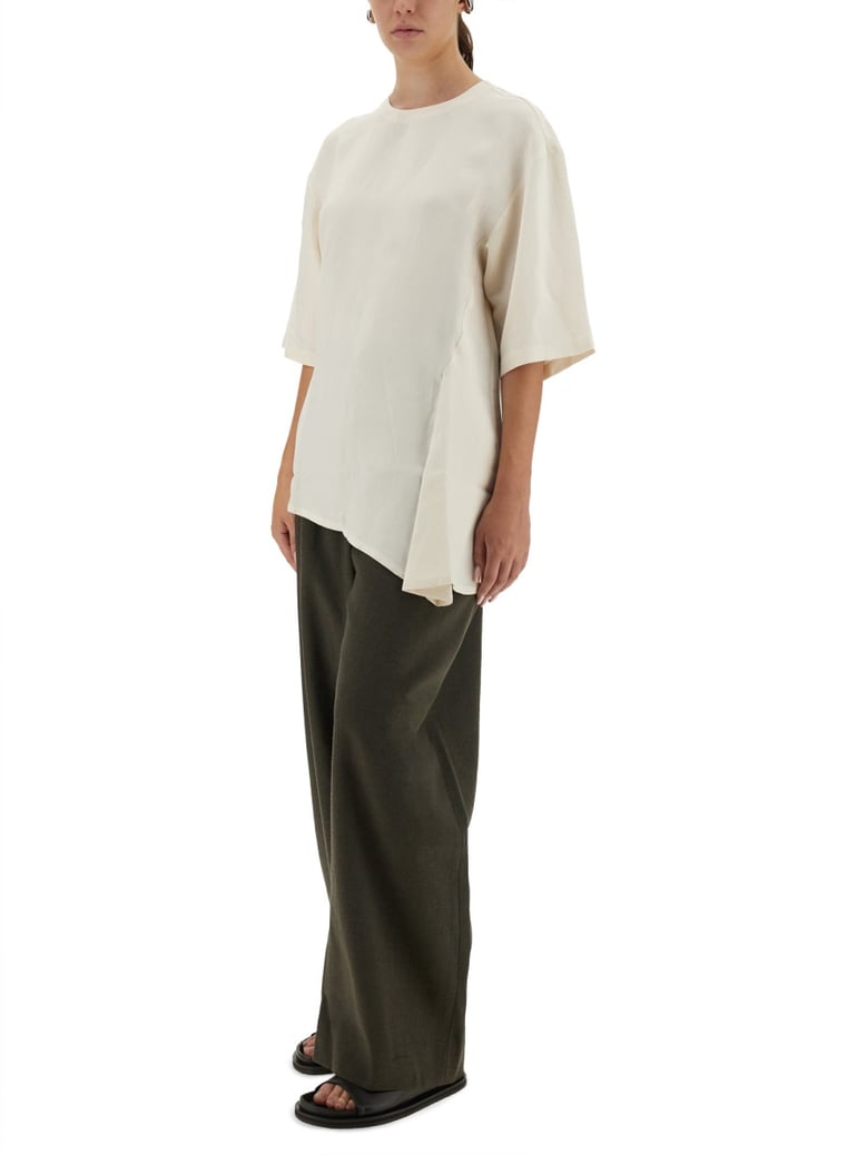 asymmetrical vichy t-shirt by Selfnex