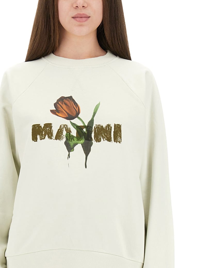 white cotton sweatshirt with tulip print by Selfnex