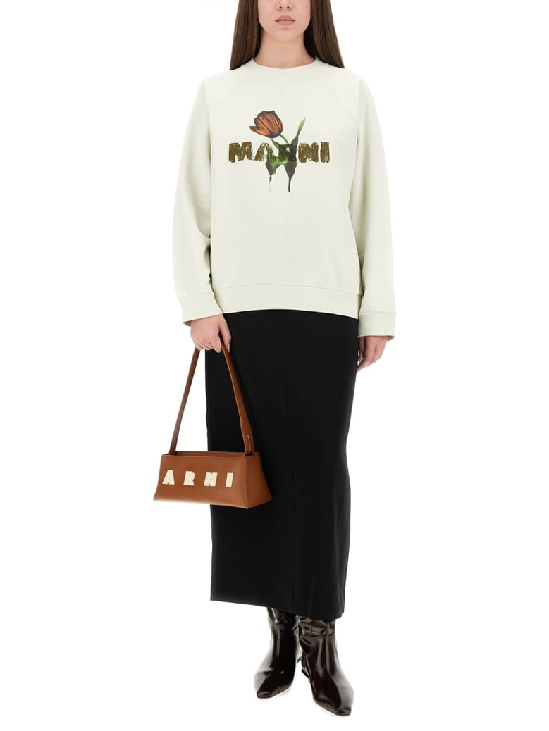 white cotton sweatshirt with tulip print by Selfnex