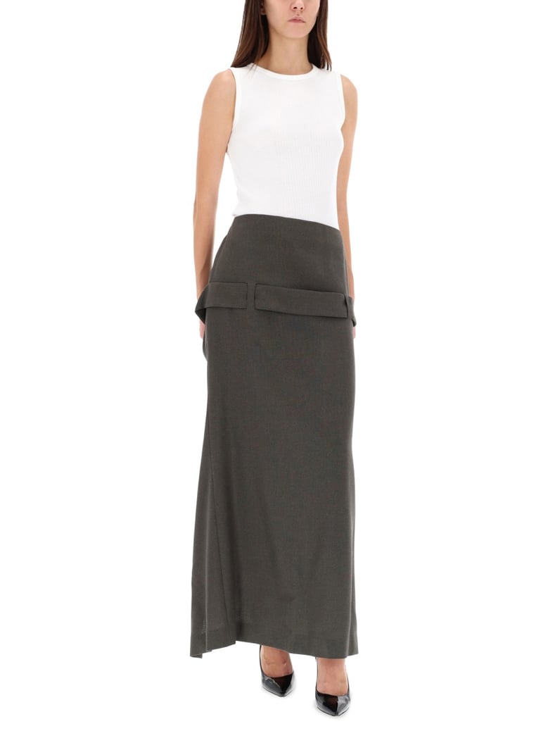 deconstructed skirt with martingale detail by Selfnex