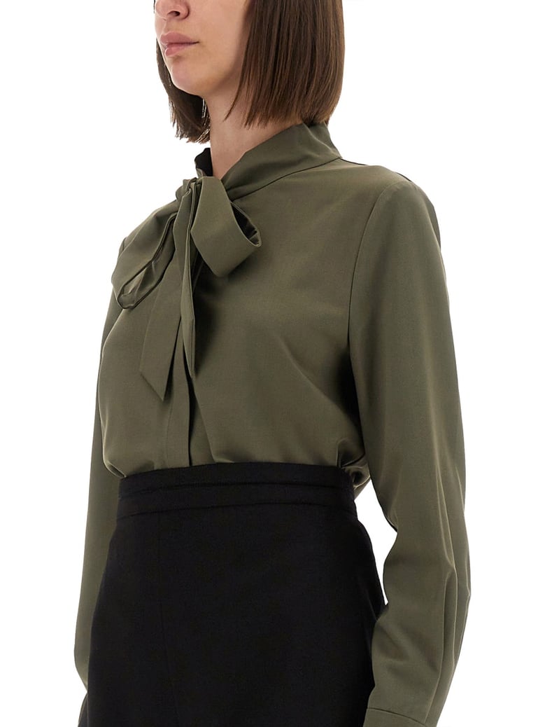 twill shirt with bow by Selfnex