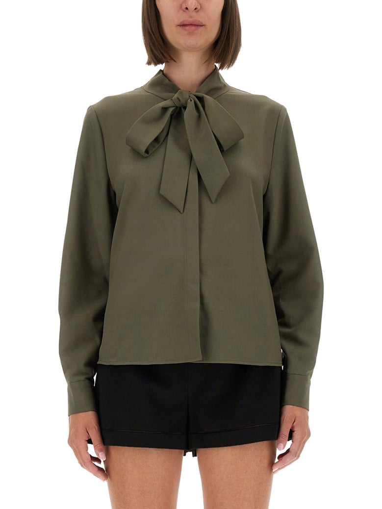 twill shirt with bow by Selfnex