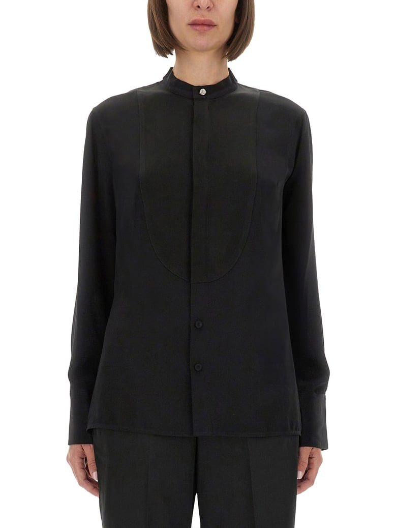 silk shirt in black by Selfnex