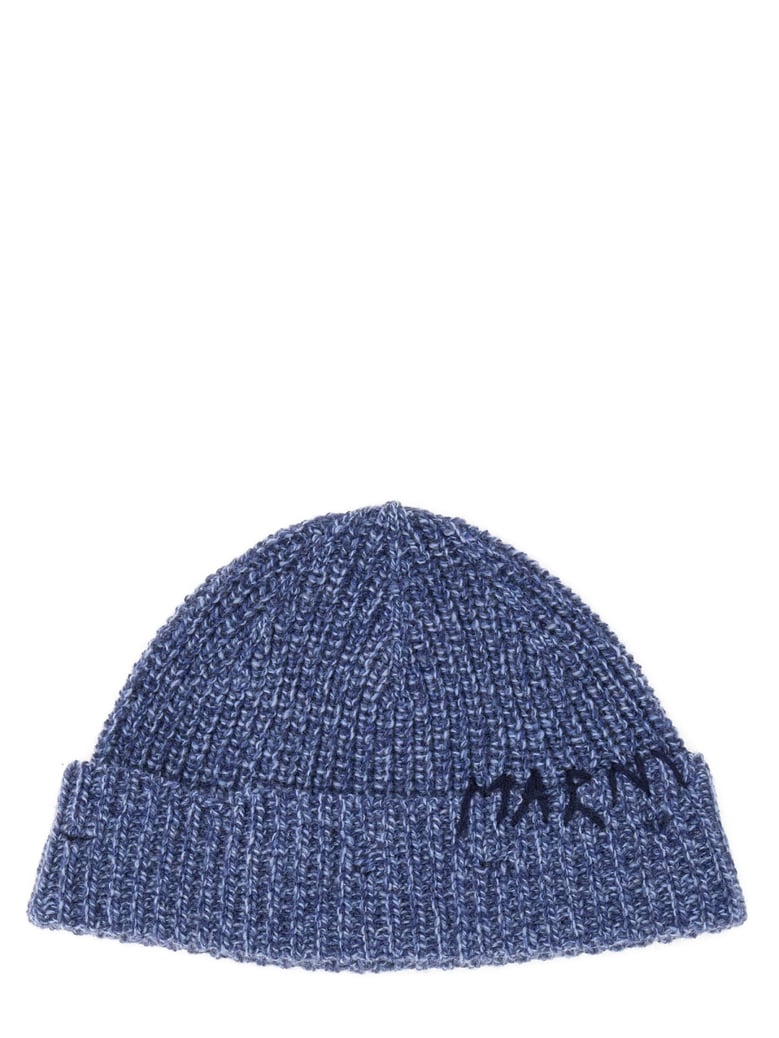 beanie hat with "marni mending" embroidery by Selfnex