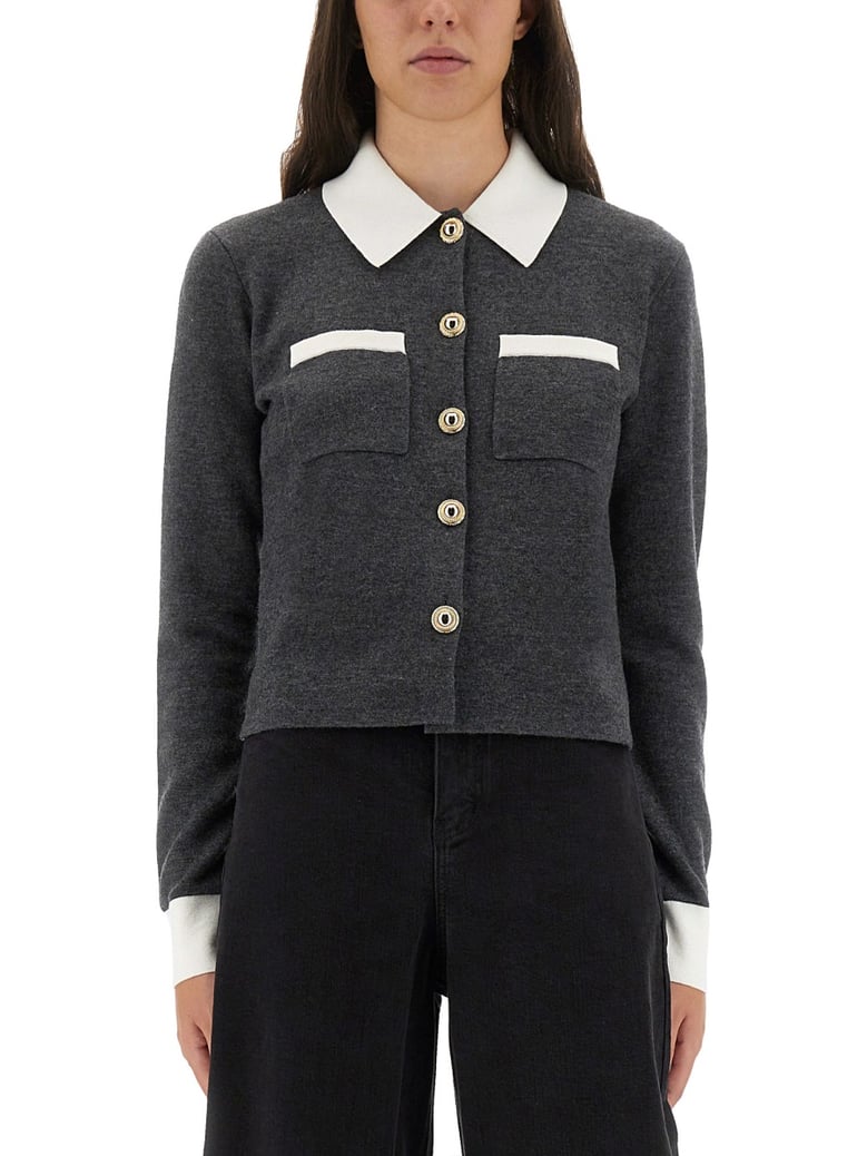 cardigan with contrasting collar by Selfnex