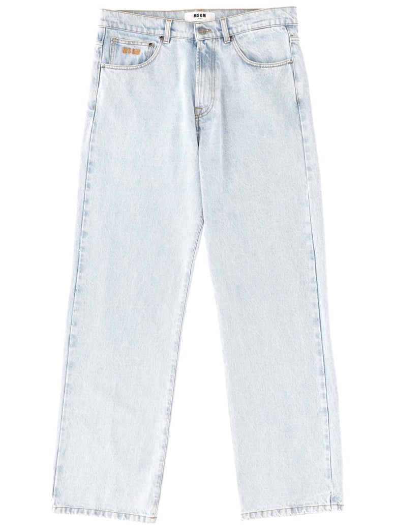 jeans with embroidered logo by Selfnex