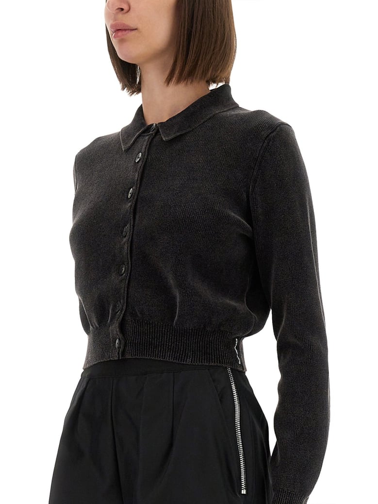 cropped cardigan with collar by Selfnex