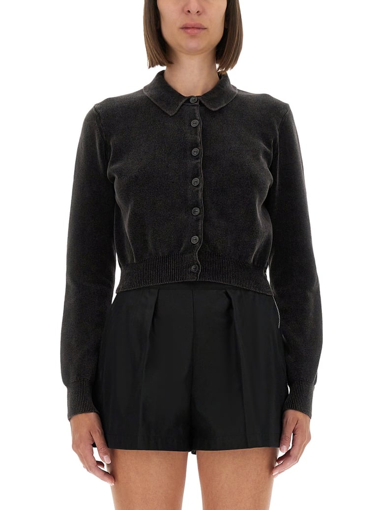 cropped cardigan with collar by Selfnex