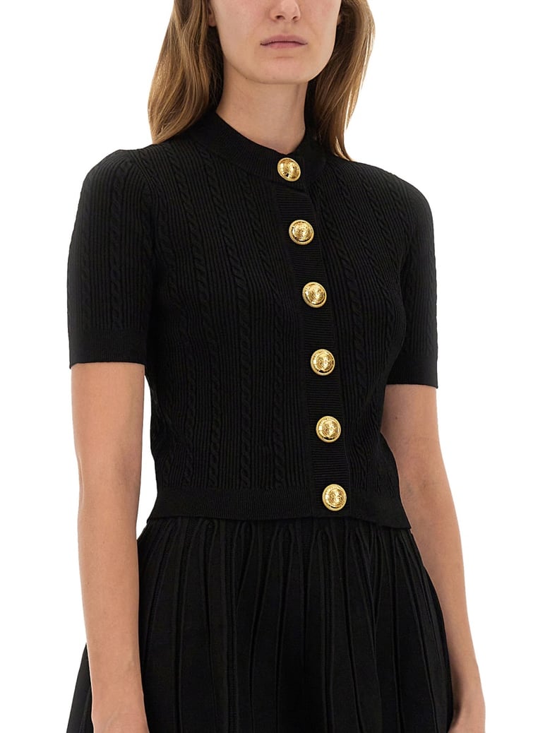 knitted cardigan in black by Selfnex
