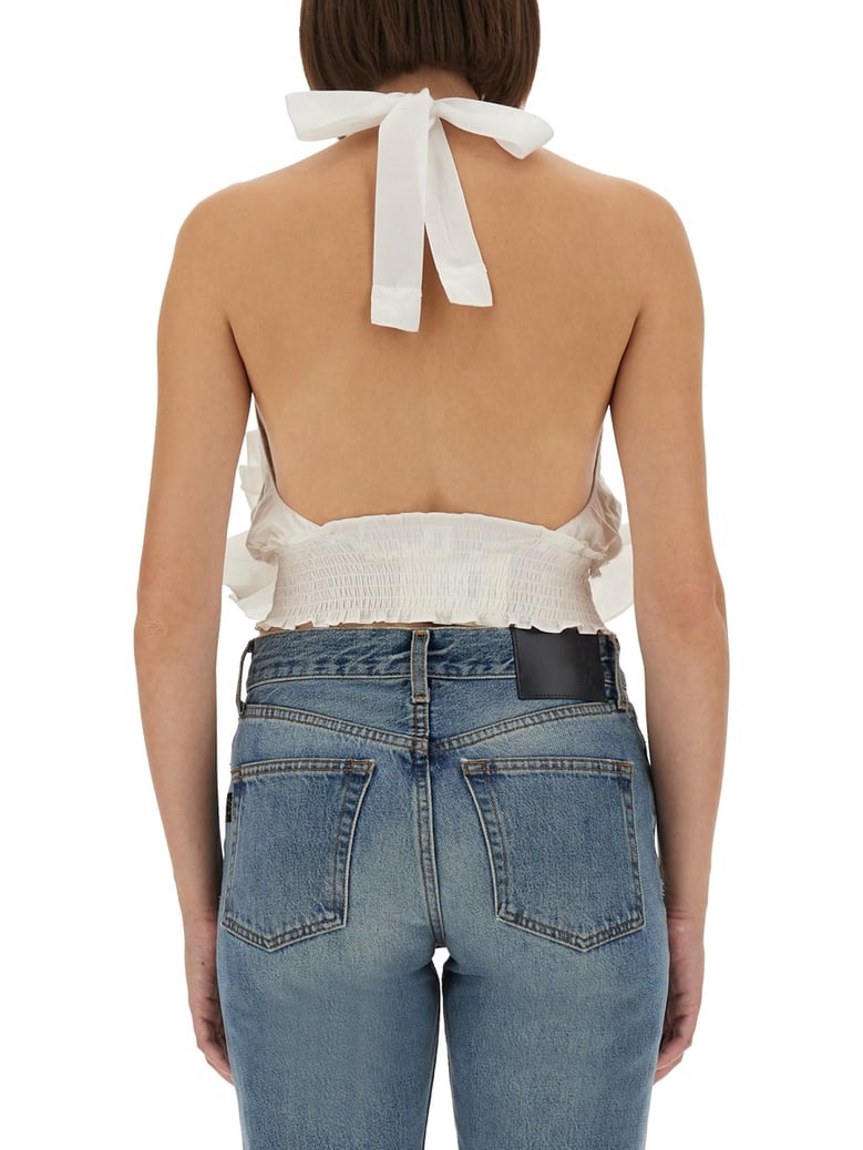 white top with ruffles by Selfnex