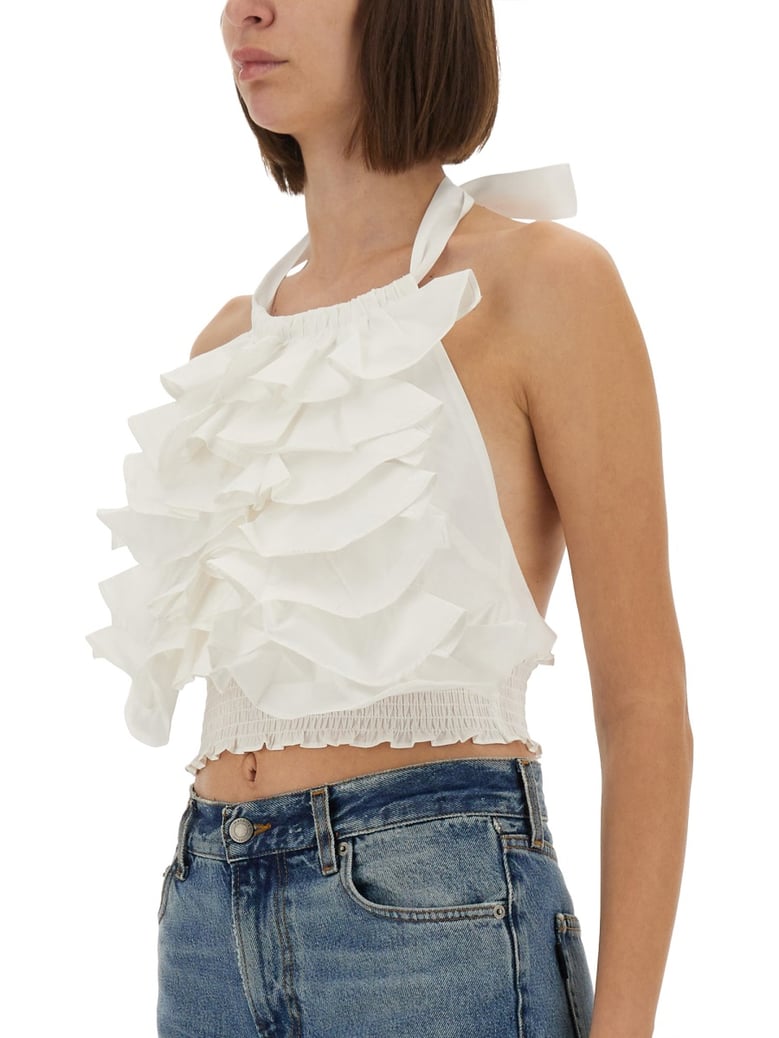 white top with ruffles by Selfnex