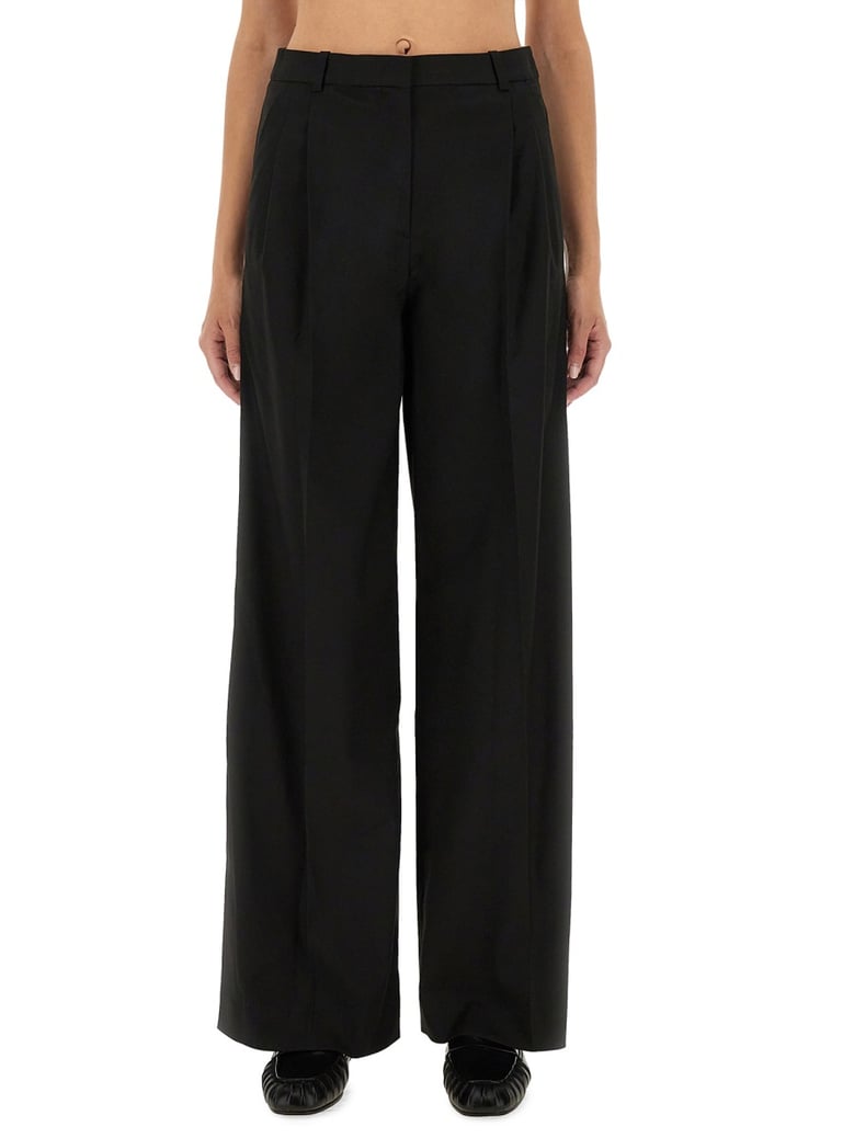 black straight wide fit pants by Selfnex
