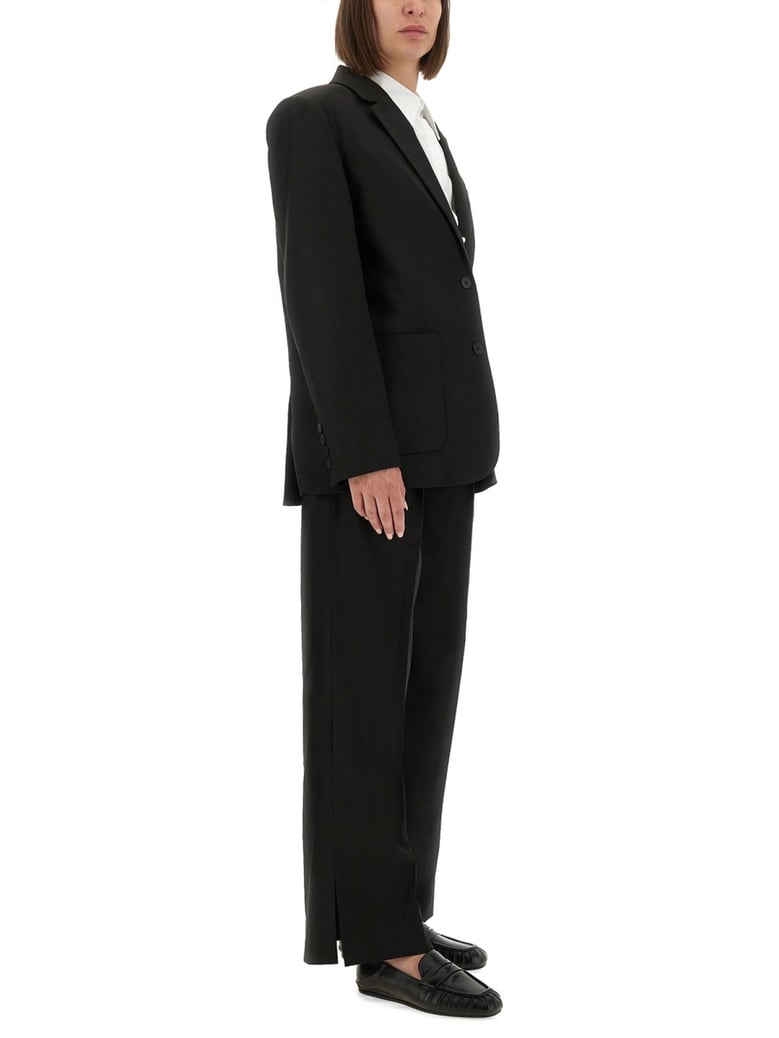 black straight wide fit pants by Selfnex