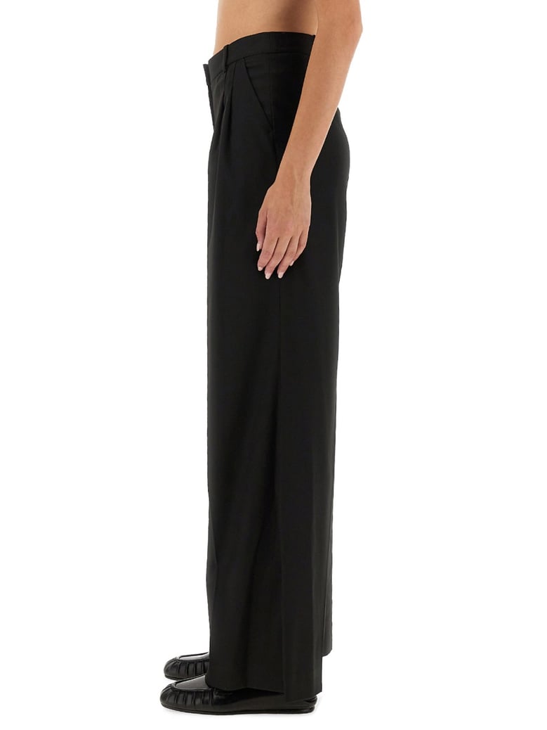 black straight wide fit pants by Selfnex