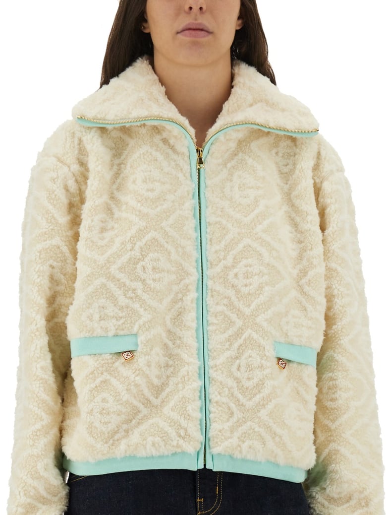 monogrammed fleece jacket by Selfnex