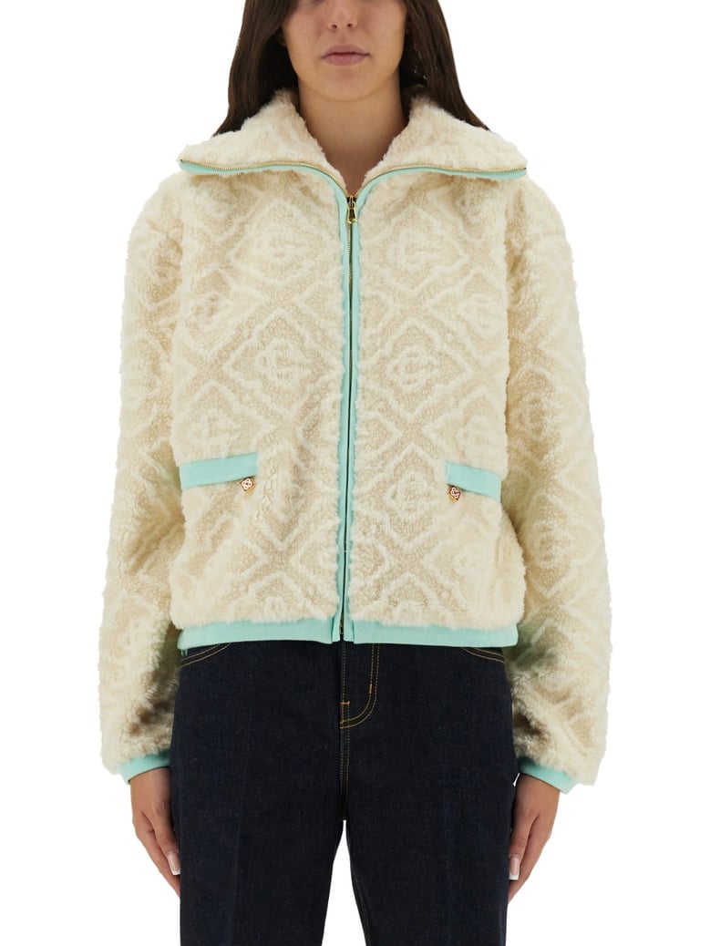 monogrammed fleece jacket by Selfnex