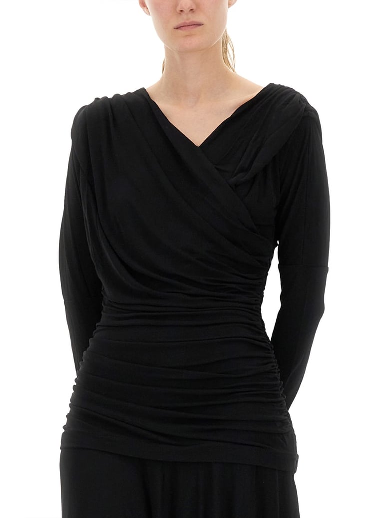 gathered midi dress by Selfnex