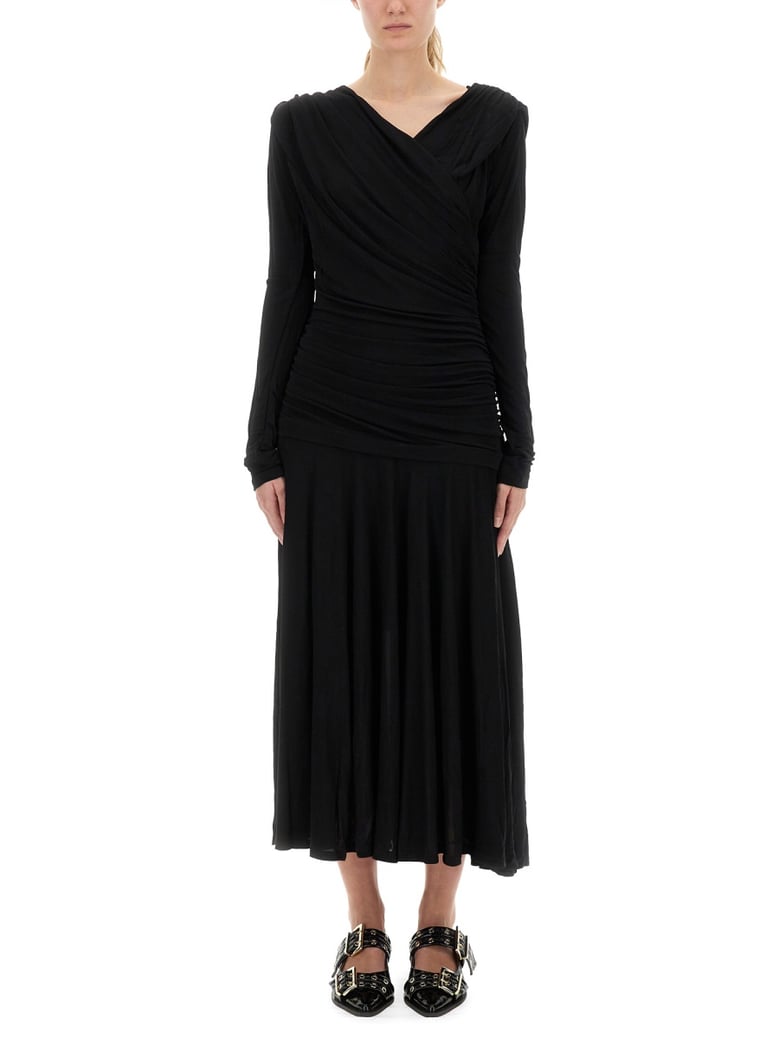 gathered midi dress by Selfnex