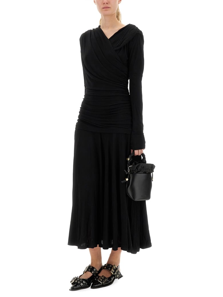 gathered midi dress by Selfnex