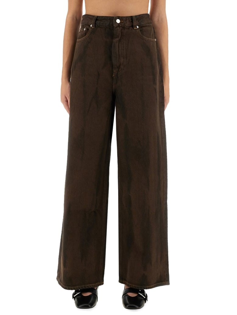 baggy pants in brown by Selfnex