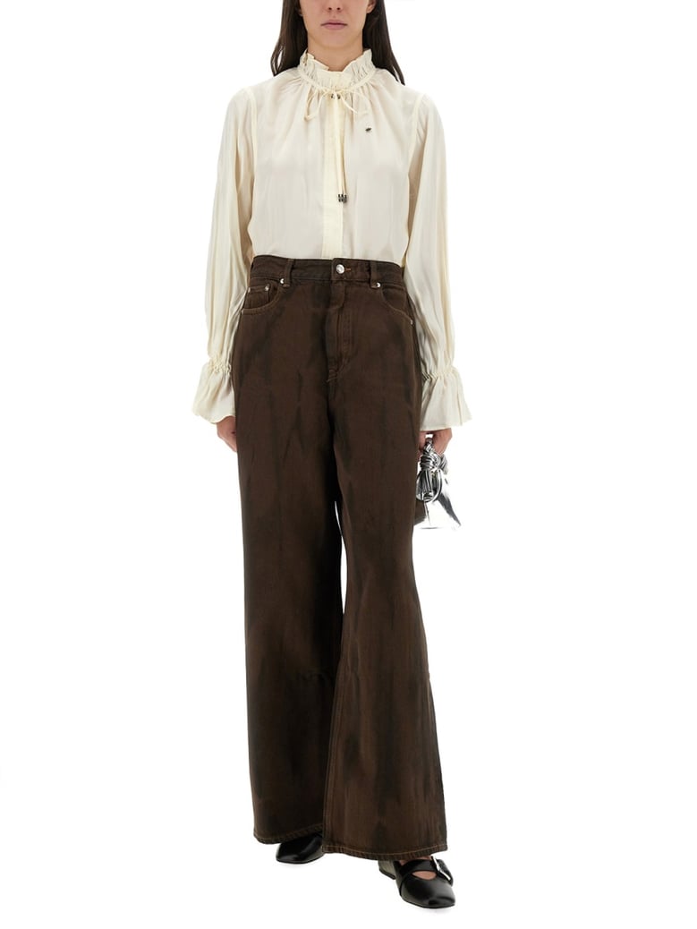 baggy pants in brown by Selfnex