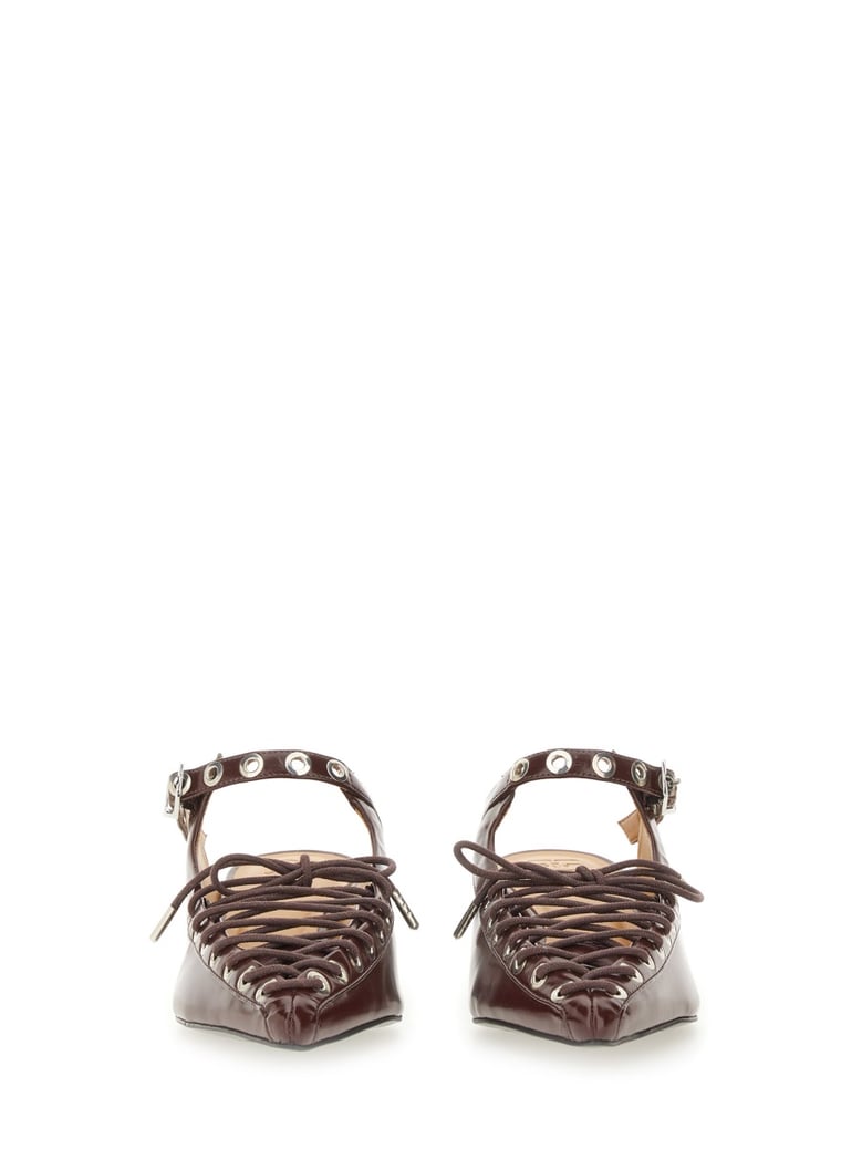 mule lace-up in bordeaux by Selfnex