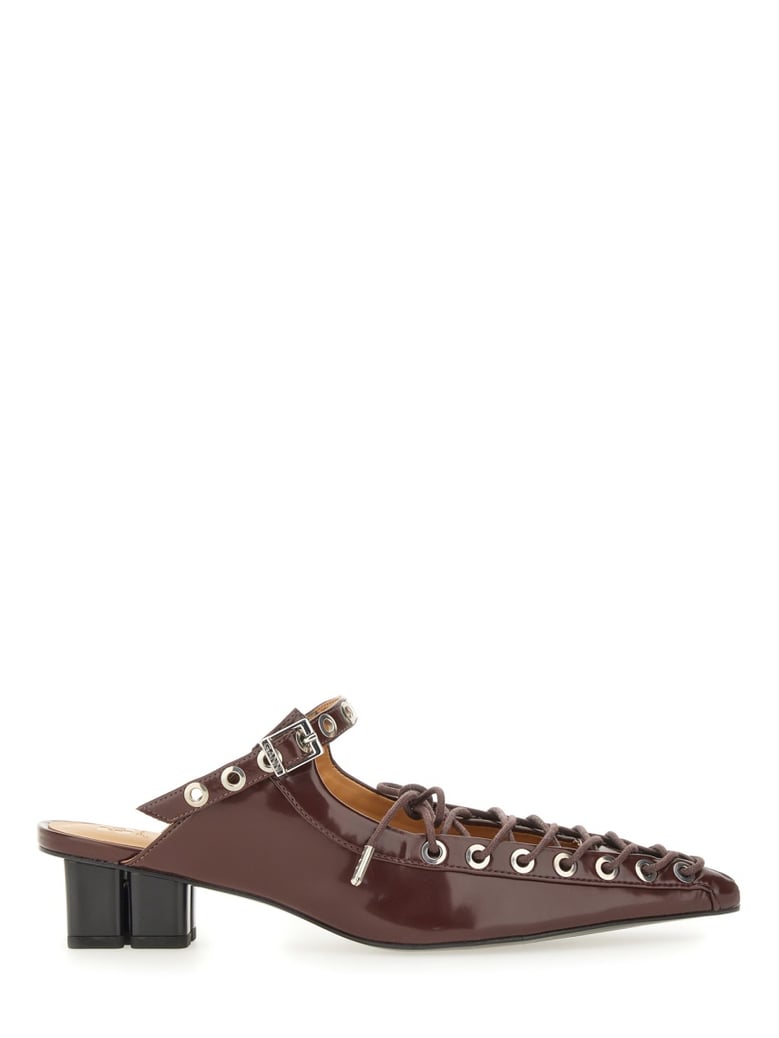 mule lace-up in bordeaux by Selfnex