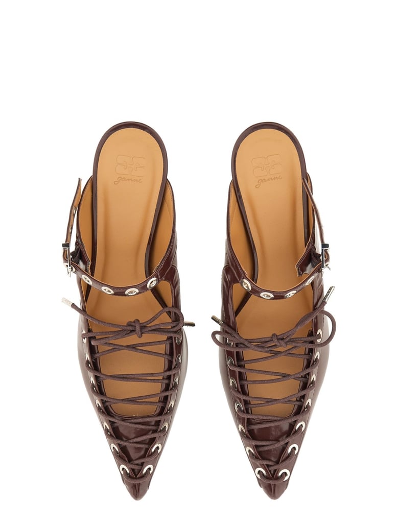 mule lace-up in bordeaux by Selfnex