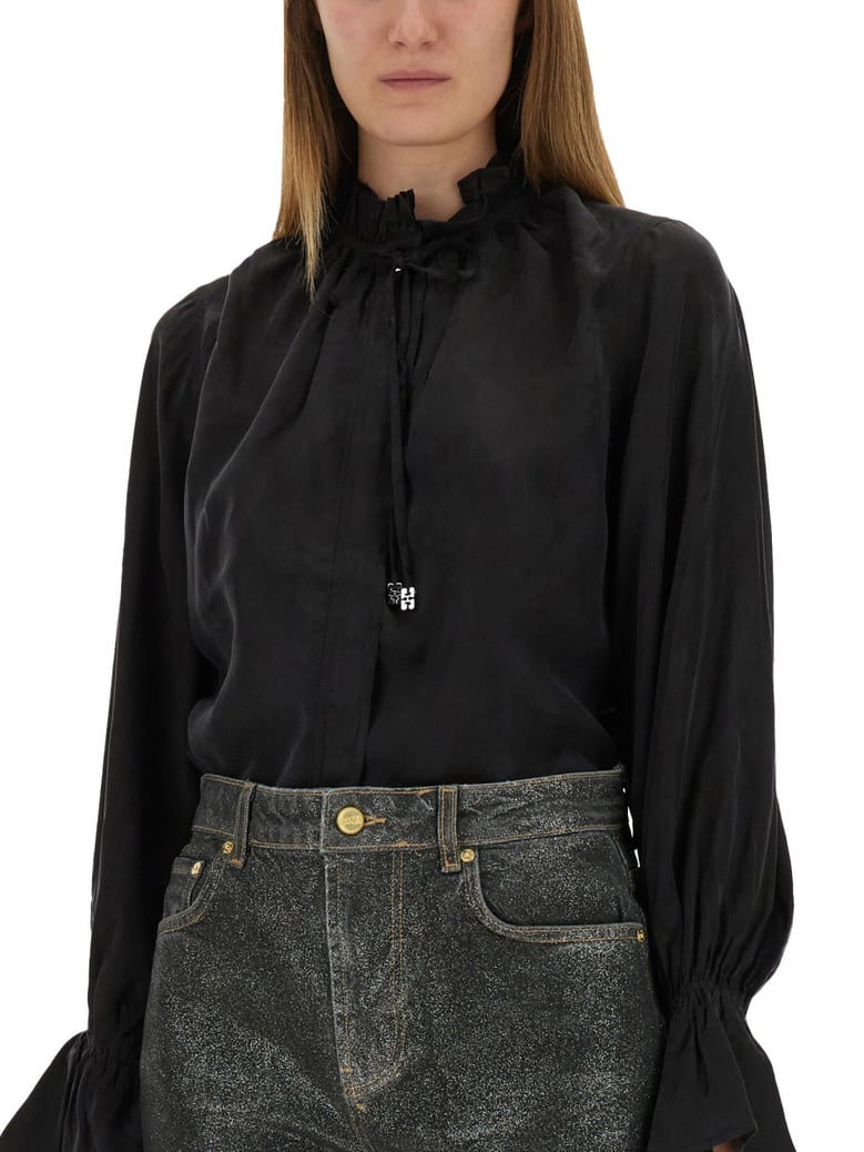 fluid cupro shirt in black by Selfnex