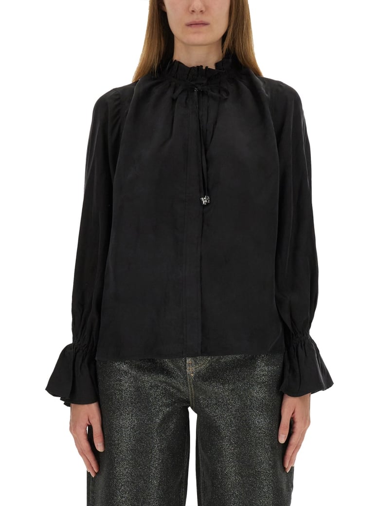 fluid cupro shirt in black by Selfnex
