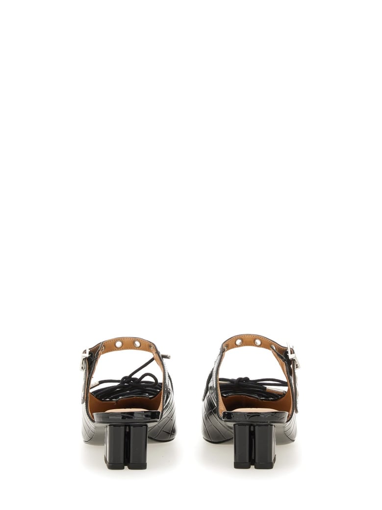 black mule lace-up shoes by Selfnex