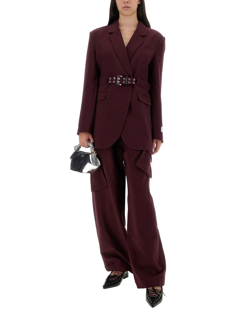 crepe blazer in bordeaux by Selfnex