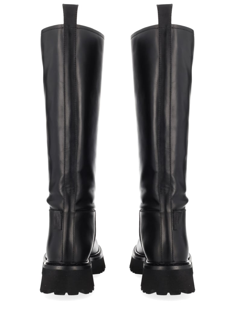 black leather zipper boots by Selfnex