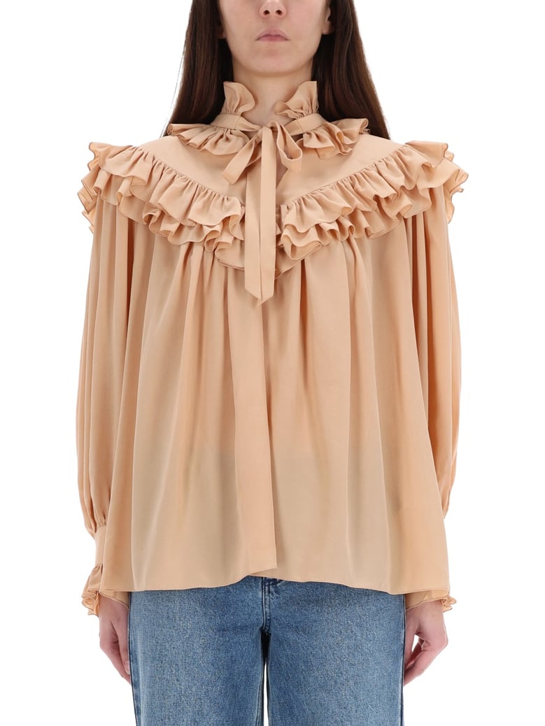 silk shirt in nude by Selfnex