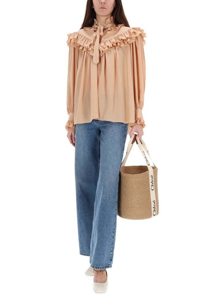 silk shirt in nude by Selfnex