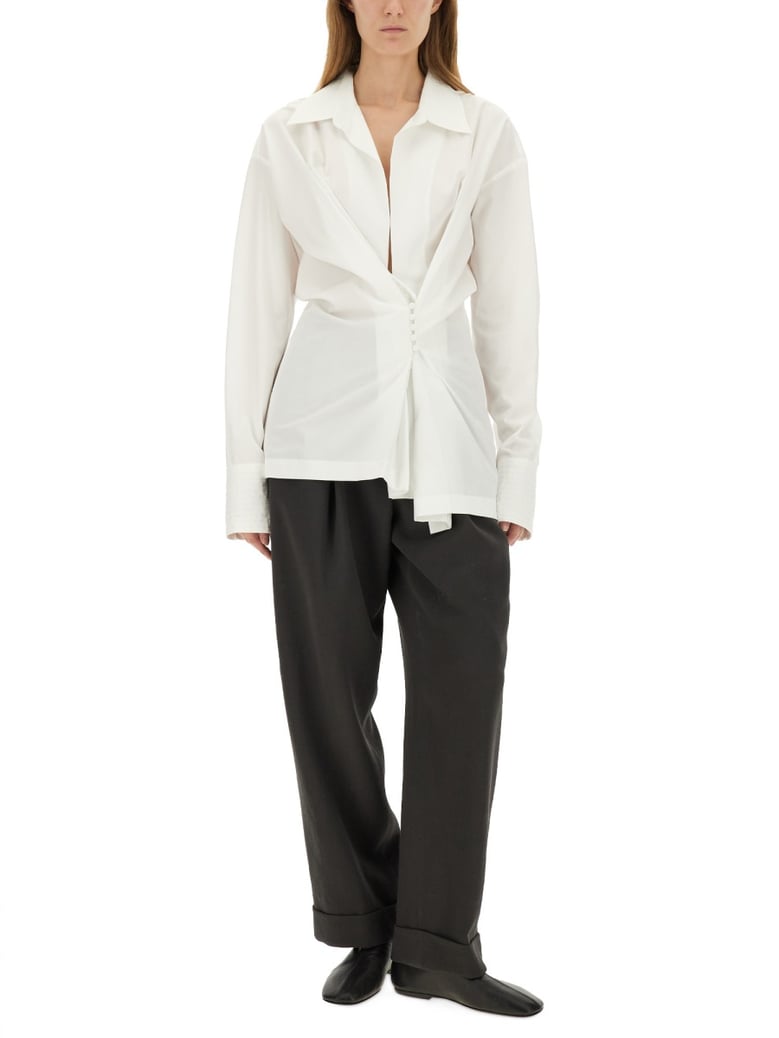 wool pants in grey by Selfnex