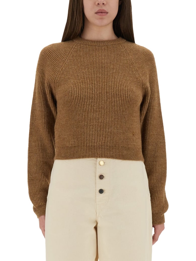 cropped shirt in brown by Selfnex