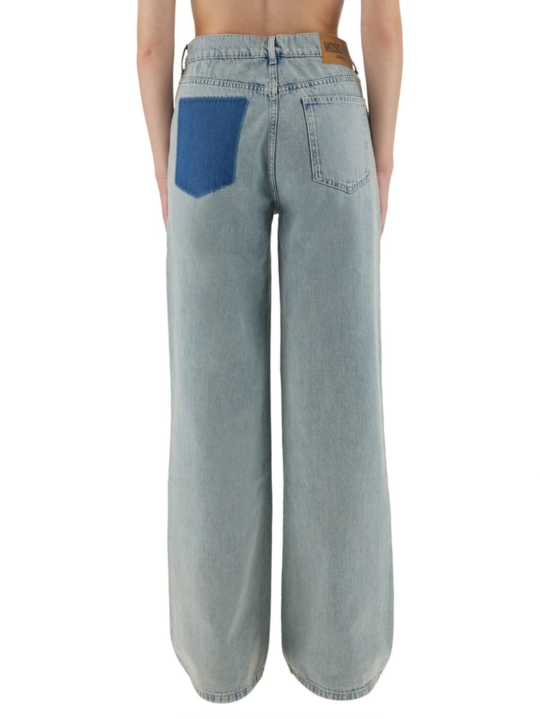 wide leg jeans in denim by Selfnex