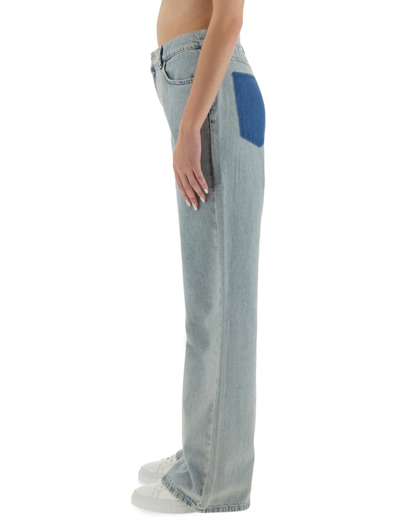 wide leg jeans in denim by Selfnex