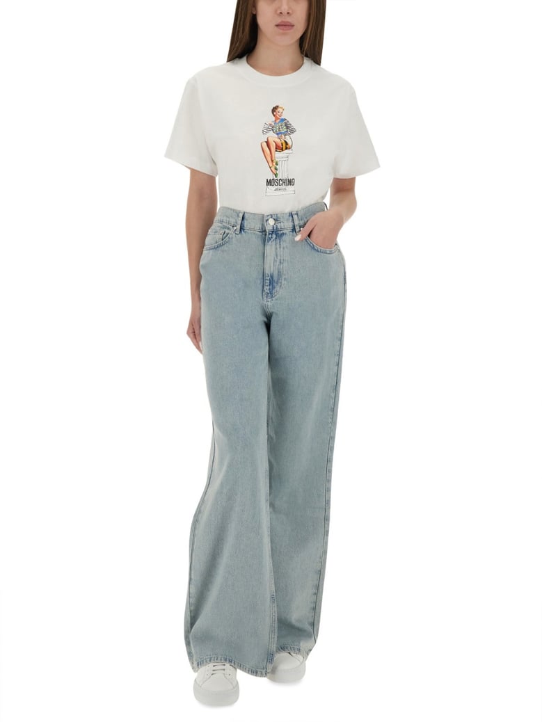 wide leg jeans in denim by Selfnex