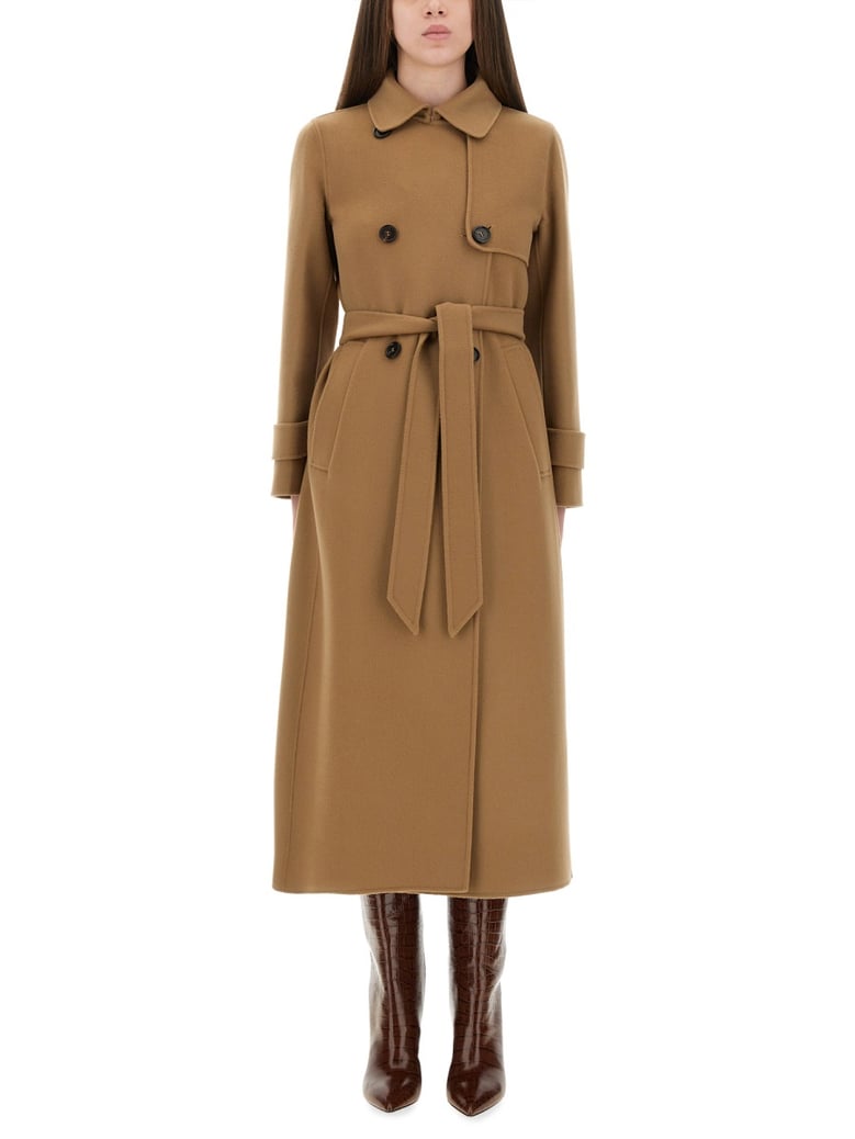 double-breasted coat sem beige by Selfnex