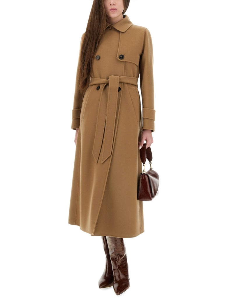double-breasted coat sem beige by Selfnex