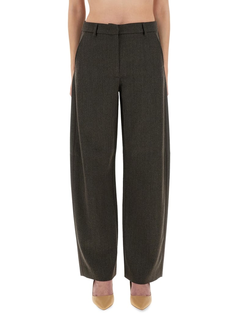 wide leg pants in grey by Selfnex