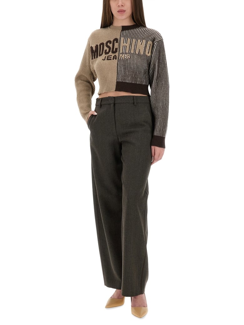 wide leg pants in grey by Selfnex