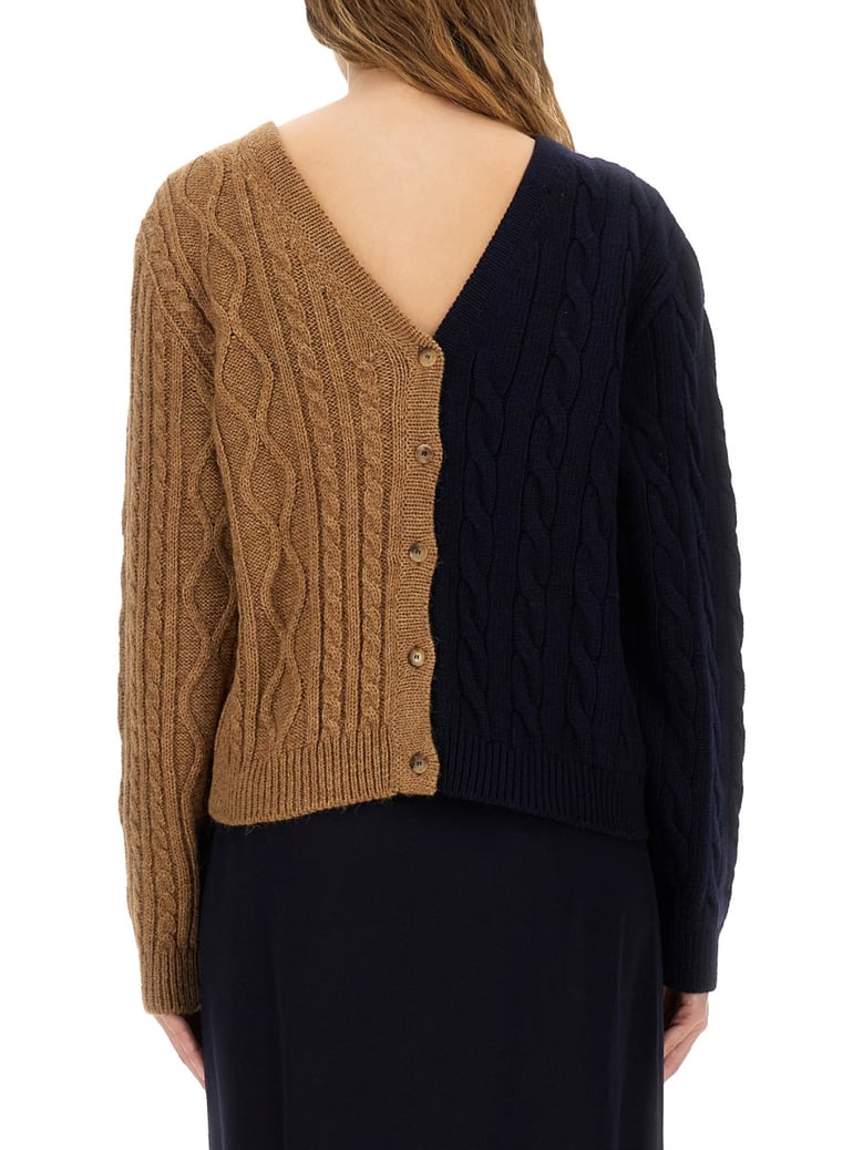 two-tone alpaca blend cardigan by Selfnex