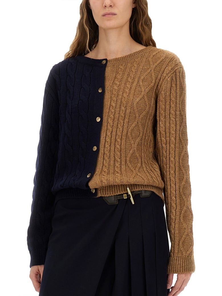 two-tone alpaca blend cardigan by Selfnex