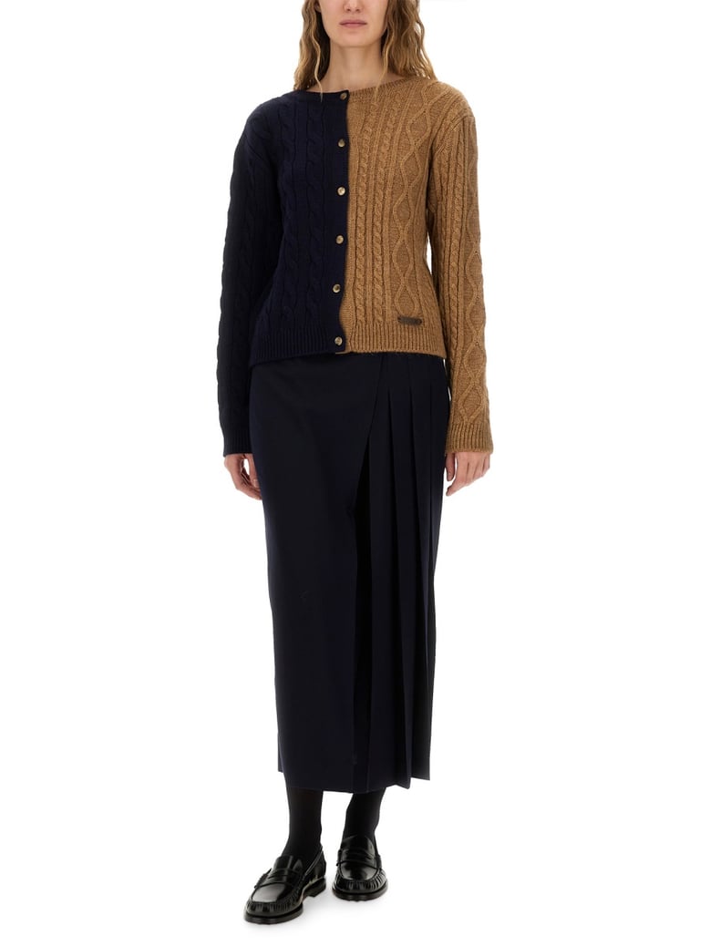 two-tone alpaca blend cardigan by Selfnex