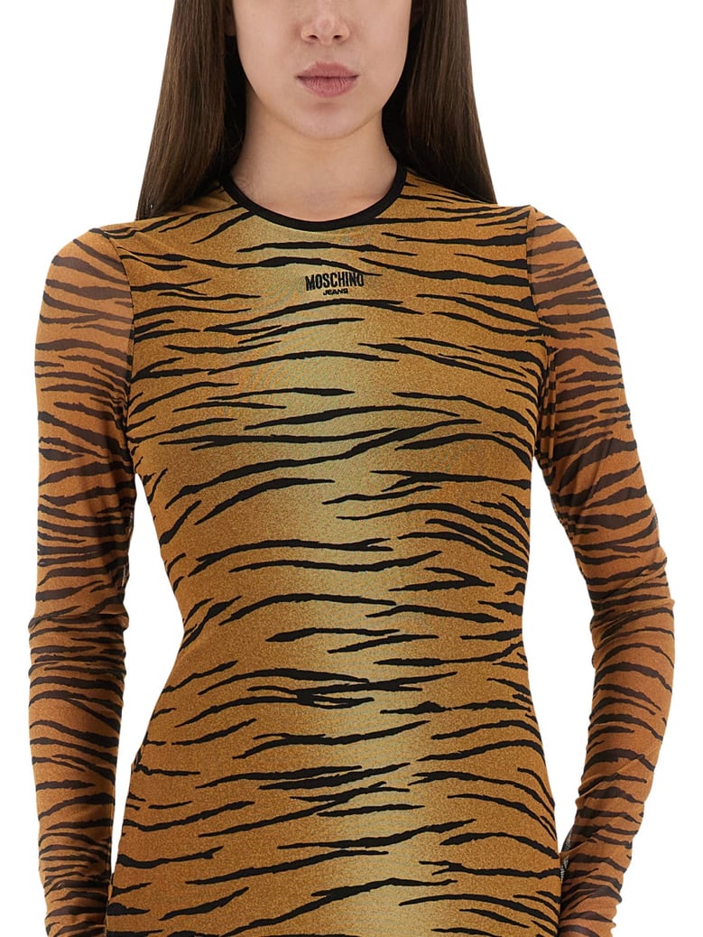 animal print mesh dress by Selfnex